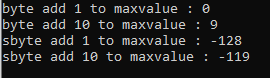 byte add to max value - overflow
